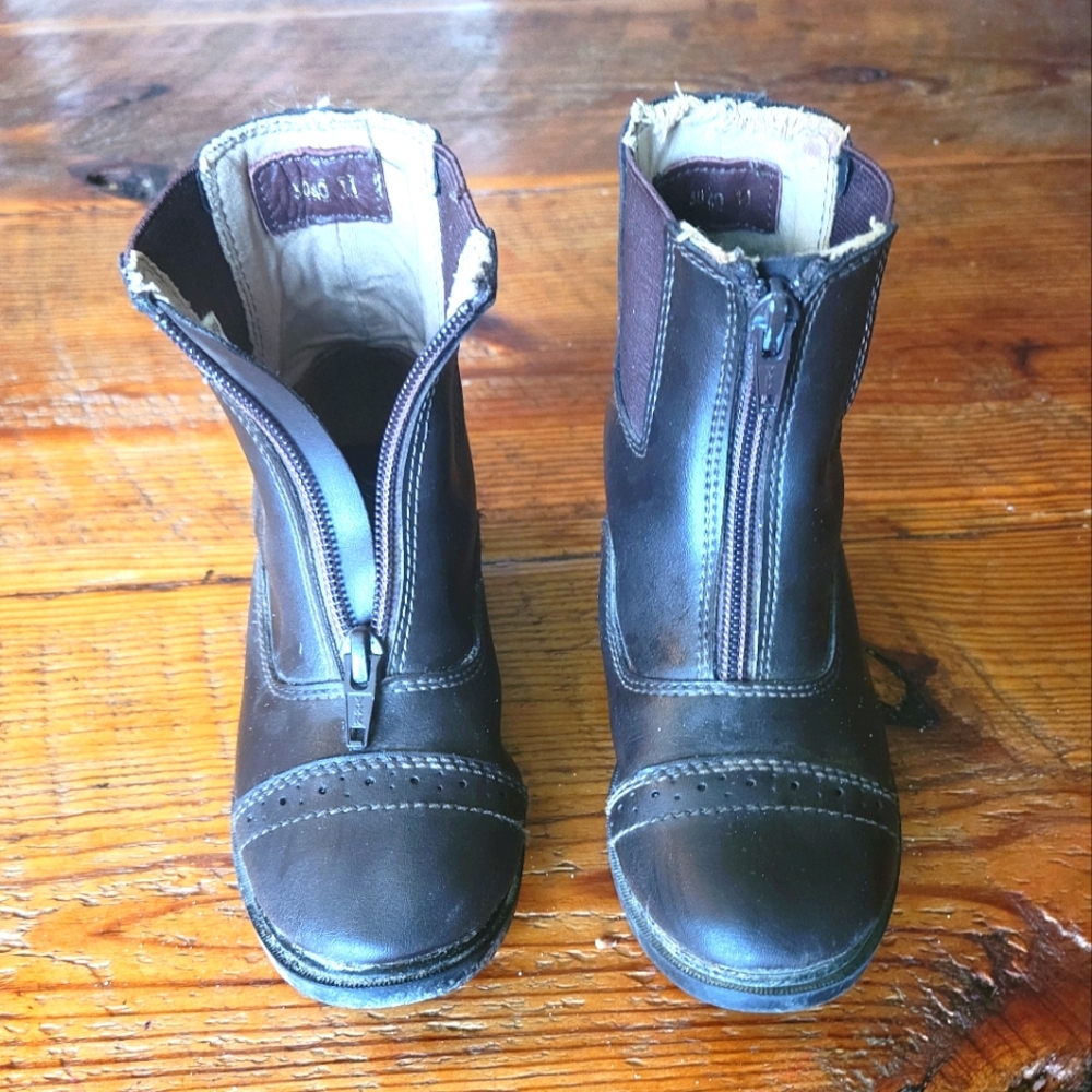 EUC Tuffrider zip paddock boots kids brown 11
